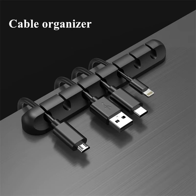 Tie Fixer Wire Management Organizador Cord Clip Office Desktop Phone Cables Holder USB Cable Silicone Organizer Winder